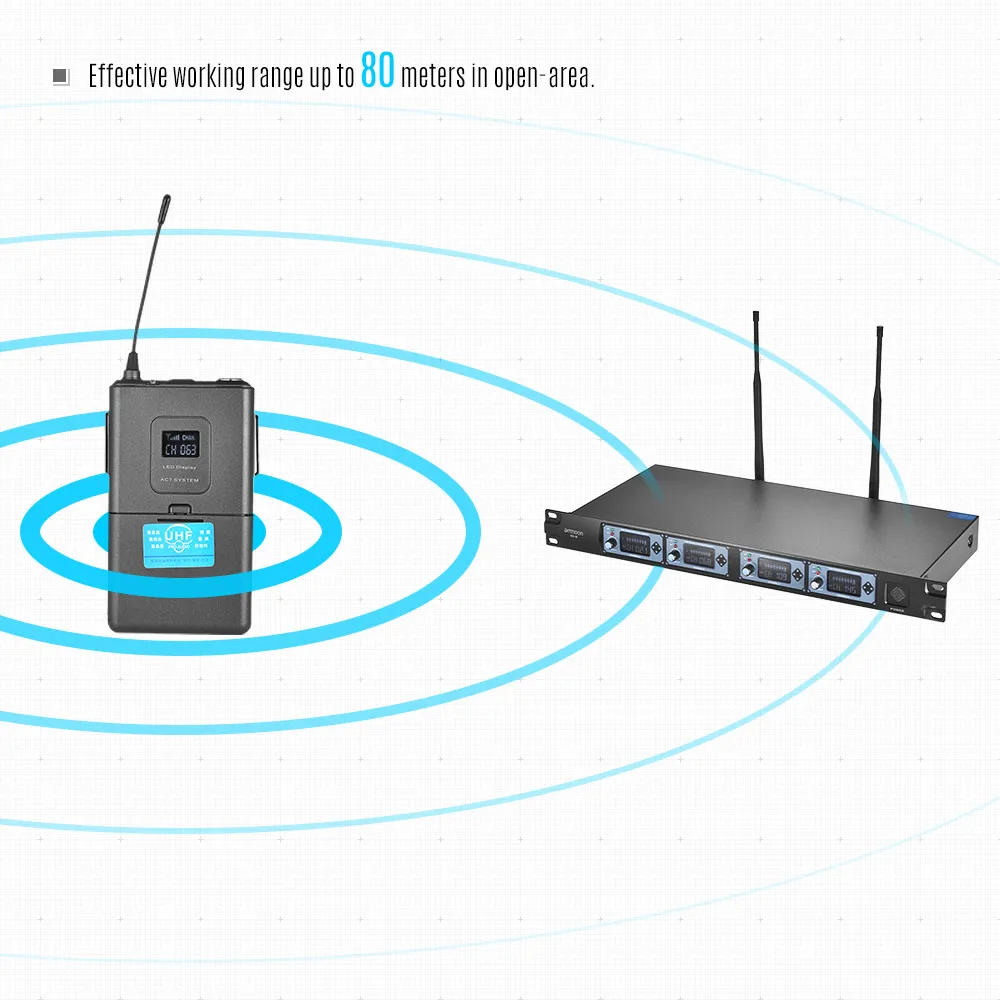 Профессиональная 4-канальная UHF беспроводная гарнитура микрофон Система 4 микрофона 1 беспроводной ЖК-Дисплей приемник для караоке семейные вечерние