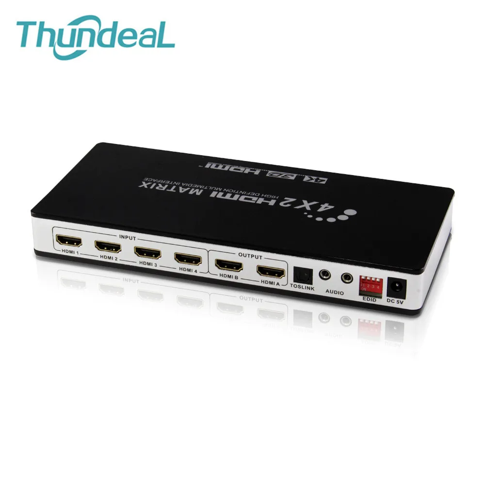 HDMI Матрицы Full HD 4 К 2 3D 1080 P матричный коммутатор 4x2 Splitter конвертер адаптер С Пульт