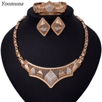 

African Beads Jewelry Set Bridal Gift Gold Color Necklace Set Nigerian Wedding Dubai Jewelry Sets Design Accessories