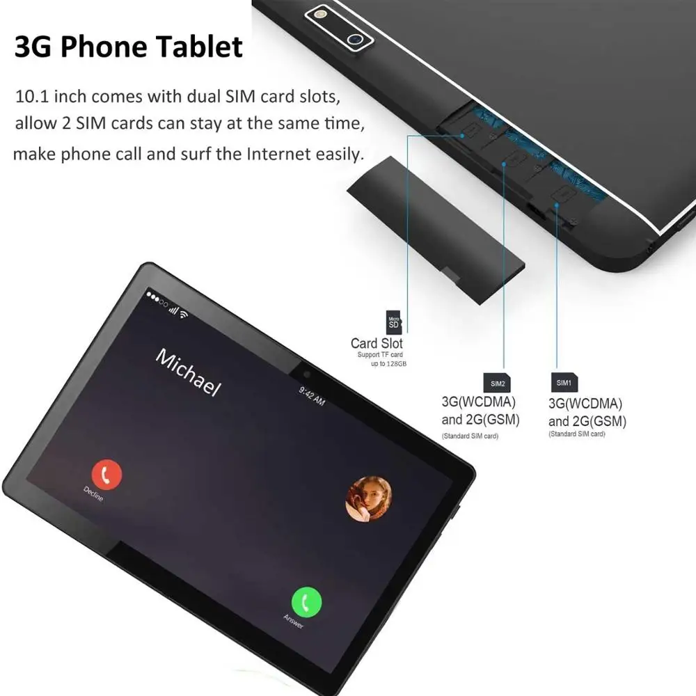 ZKT1002 10,1 дюймовый планшетный ПК планшет на Android 1280*800 ips 2 ГБ+ 32 Гб Dual SIM 3g планшет четырехъядерный Android 7,0 планшеты с модулем Wi-Fi 10,1