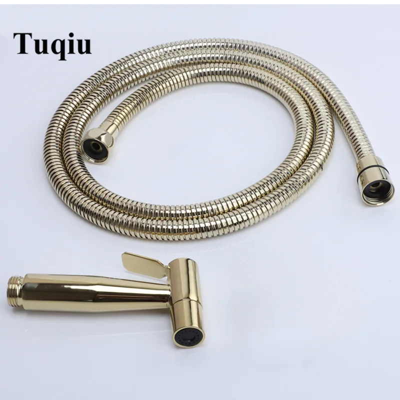 shower head hose G Tuqiu ручной распылитель для биде, набор для туалета из розового золота и латуни Shattaf, насадка для душа, медный клапан, набор для струйного биде - Цвет: shower head hose G