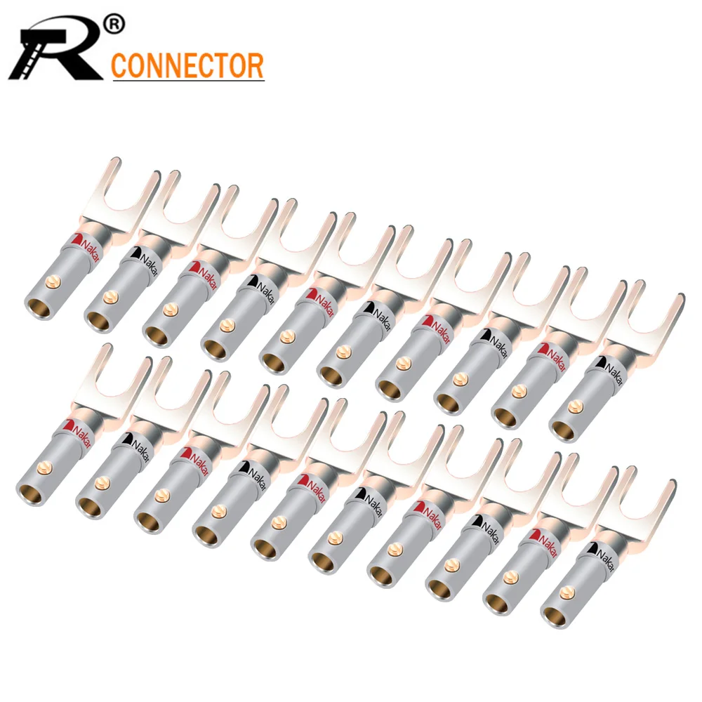 20PCS Nakamichi Y/U Type HIFI Banana Plug Connectors Gold Plated Screw Lock Solderless Fork Amplifier Jack | Обустройство дома