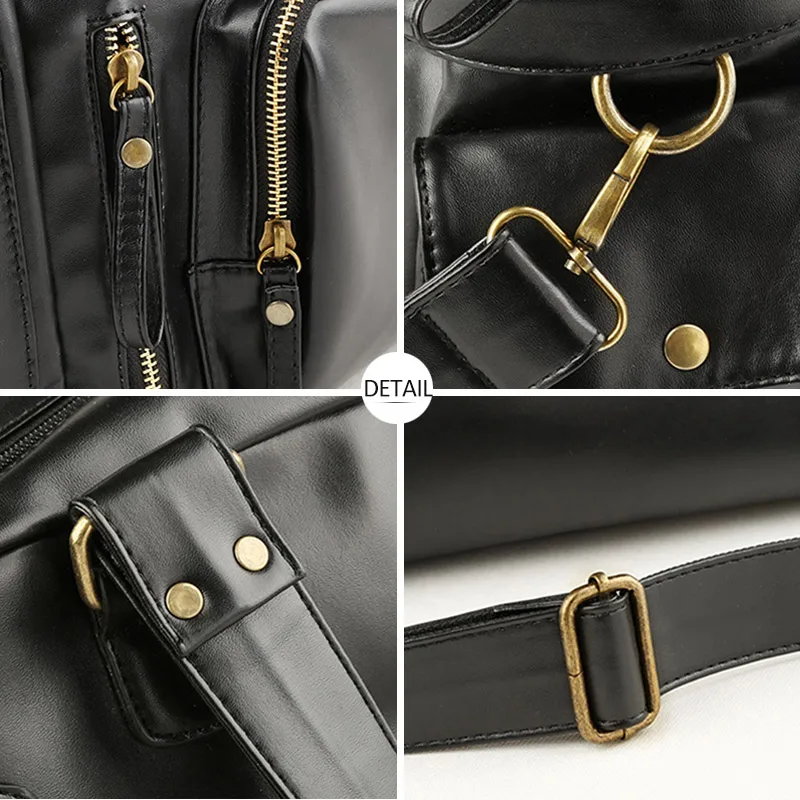 Men Travel Bags PU Leather Handbags Casual Vintage Shoulder Bag Laptop Bags Black Brown Luggage Hand Bag XA226M