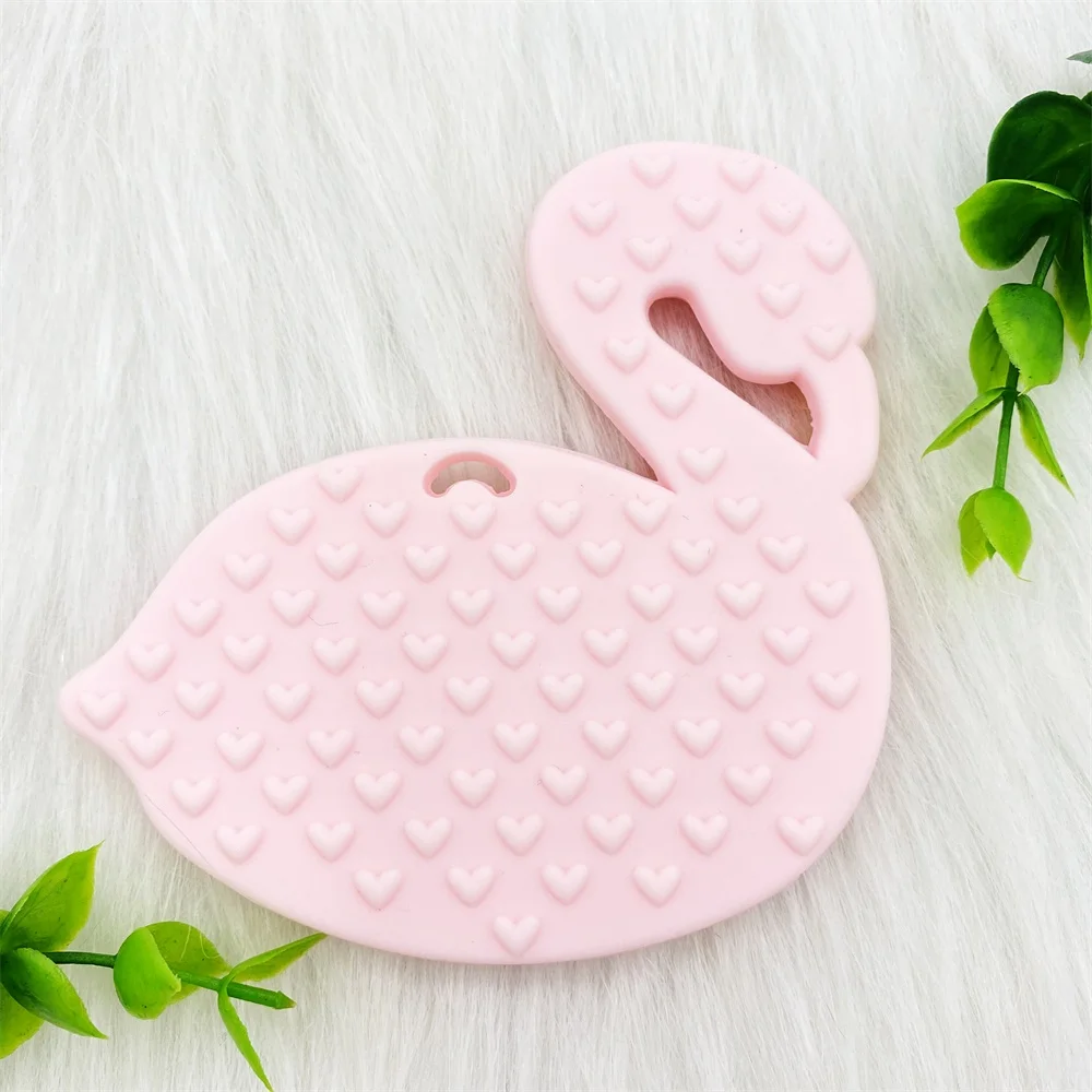 1/10pcs Silicone Beads & Baby Teether Pink Swan Flamingo Bead DIY Making Baby Teething Necklace Accessories Nursing Toy 3