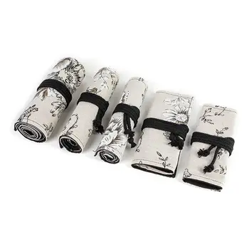 

Peony 12/24/36/48/72 Holes Canvas Roll Pen Curtain Pencil Bag Case Makeup Wrap