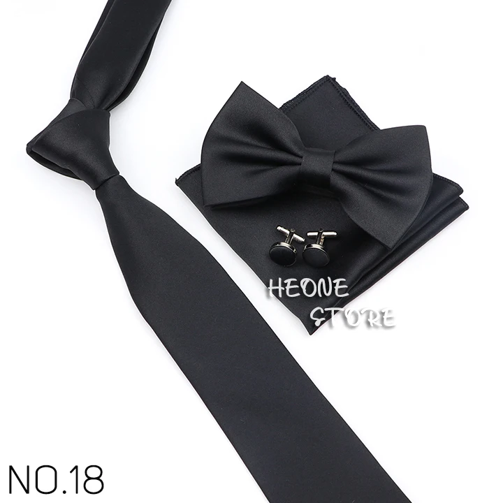 Neue Licht Einfarbige Krawatte Bowtie Set Herren Hohe Qualität Mode Schmetterling Blau Schwarz Rosa Krawatte Manschettenknöpfe Volle Set Krawatten geschenk – Detail 19