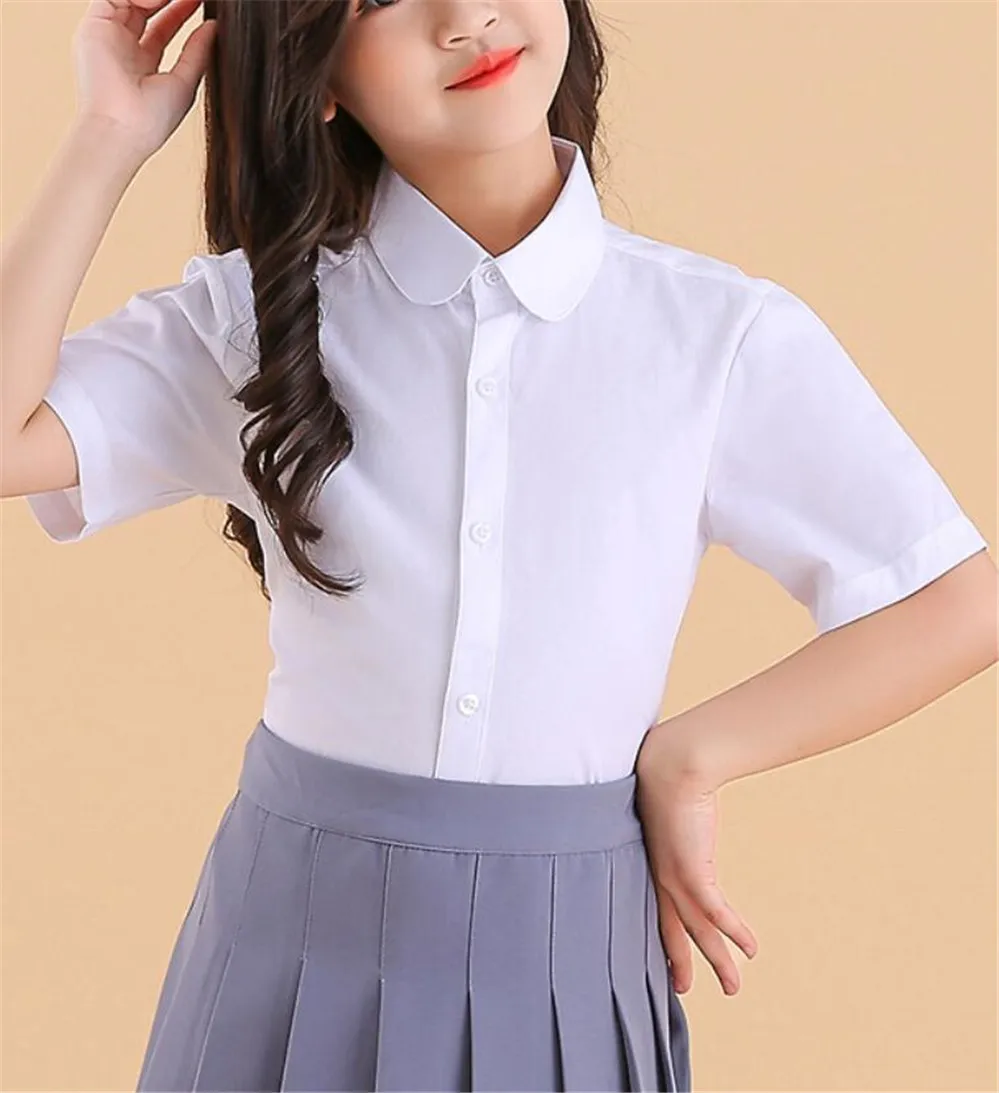 Baby Toddler Teenager School Girls Blouse Shirt Girl Tops Cotton Shirts For Kids Children 6 8 10 12 Years