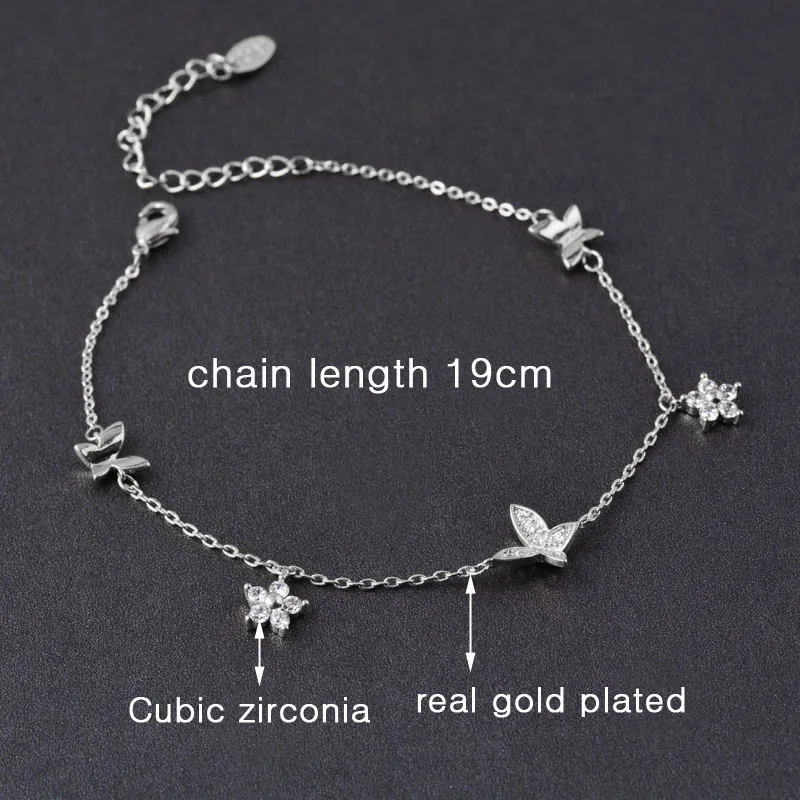 SINLEERY Butterfly Flower Adjustable Women Bracelet Rose Gold Silver Color Chain Zirconia Beautiful Bracelet Jewelry SL156 SSC