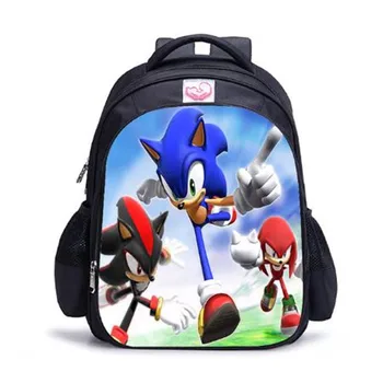 

16 inch Mario Bros Sonic the Hedgehog School Backpack for Girls Boys Orthopedic Schoolbag Backpacks Children Book Bag