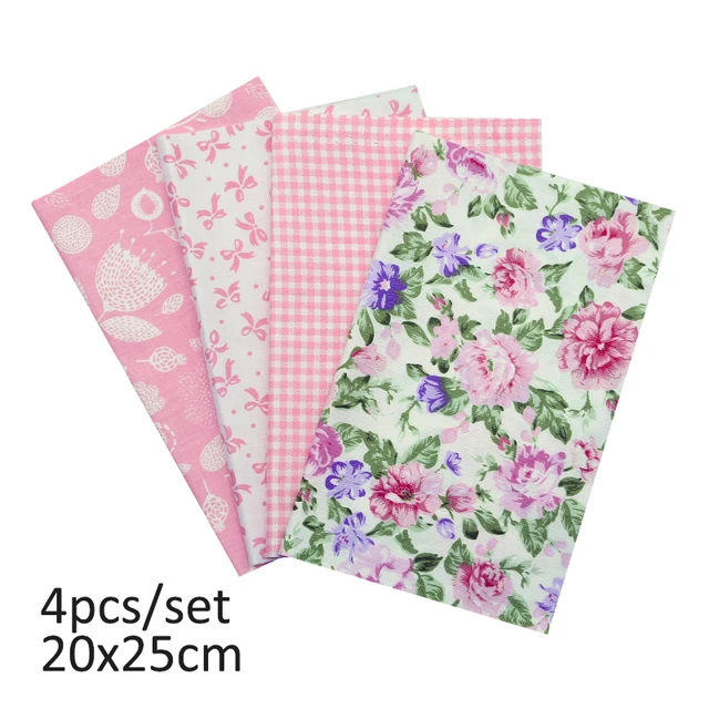 20cmx25cm and 25cmx25cm Cotton Fabric Printed Cloth Sewing Quilting Fabrics for Patchwork Needlework DIY Handmade Material 4pcs 20x25cm