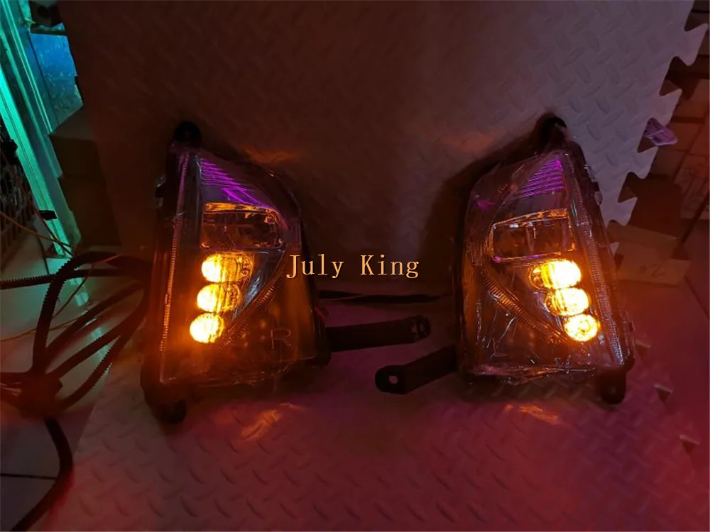 July King светодиодный дневные ходовые огни DRL+ светодиодный противотуманный фонарь+ желтые поворотники чехол для Toyota Prius 50 Series