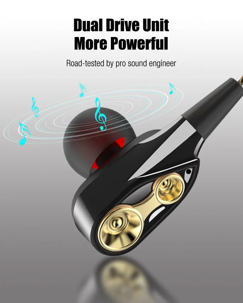 Dual Drive Stereo Wired Earphone In-ear Headset Earbuds Bass Earphones For iPhone Samsung Huawei Xiaomi 3.5mm Earphones With Mic (3)