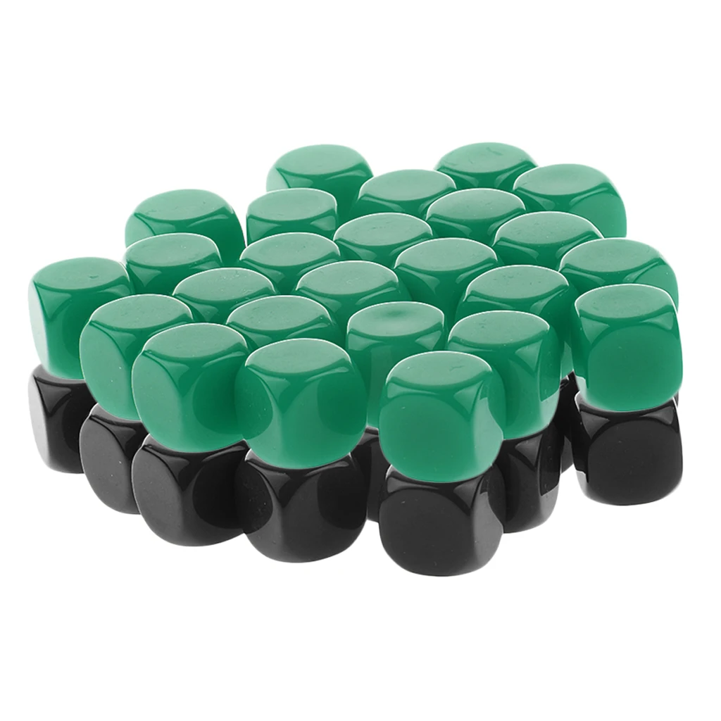 Black and Green Набор из 50 непрозрачных шести сторонних игральных костей D6 для D&D ролевых игр - Цвет: Black and Green
