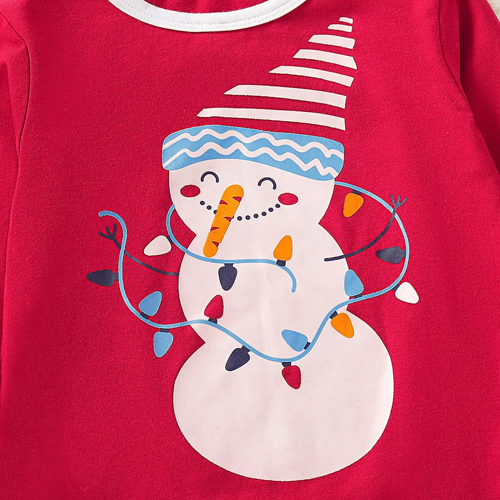 2pcs Toddler Kids Baby Boy Girls Outfits Christmas Solid T shirt Striped Pants Pajamas Sleepwear Set
