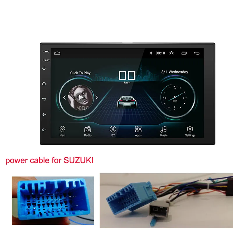 SUZUKI cable Android 8,1 Универсальный " автомобильный Радио Стерео gps навигация Bluetooth wifi 2din автомобильный Радио Стерео четырехъядерный мультимедийный плеер аудио - Цвет: SUZUKI cable
