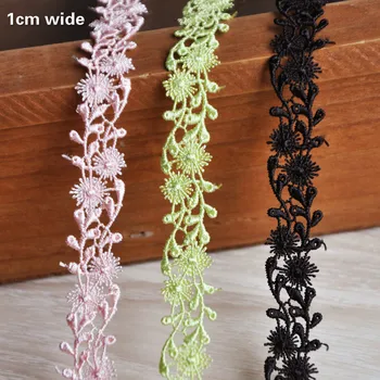 

1cm Wide Fine Flower Water Soluble Embroidery Lace Ribbon DIY Shirt Coat Collar Flower Cuff Skirt Trim Hat Bouquet Accessories