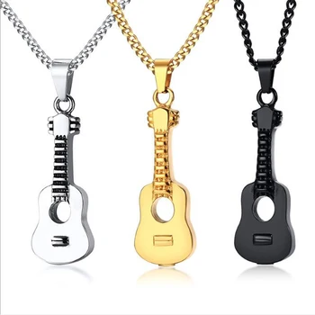 

Stainless Steel Cremation Guitar Pendant Necklace Ashes Urn Music Guitar Punk Rock Necklaces Jewelry For Men