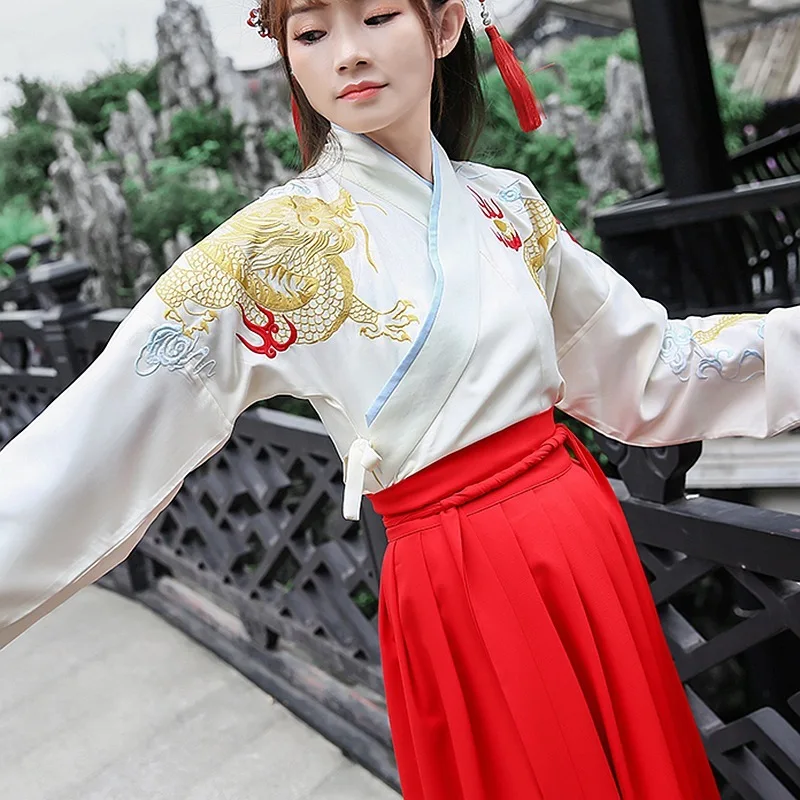Императрица золотой дракон вышивка крест воротник Ru юбка лук и стрелы костюм