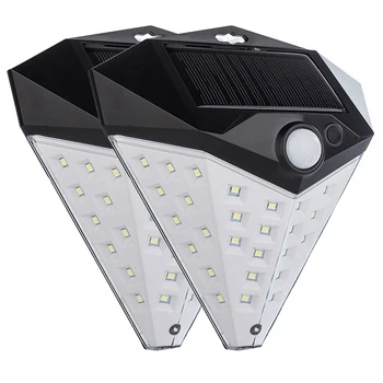 

2 Pack Diamond Shape Solar Lights 36 LED Solar Sensor Wall Lights Waterproof Lights for Front Door Garden Patio Yard