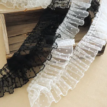

1Yards High Quality Dot Lace Trim Pleated Lace Fabric Wide 6cm Applique Collar Ribbon Mesh Laces For Dress Sewing Guipure Crafts