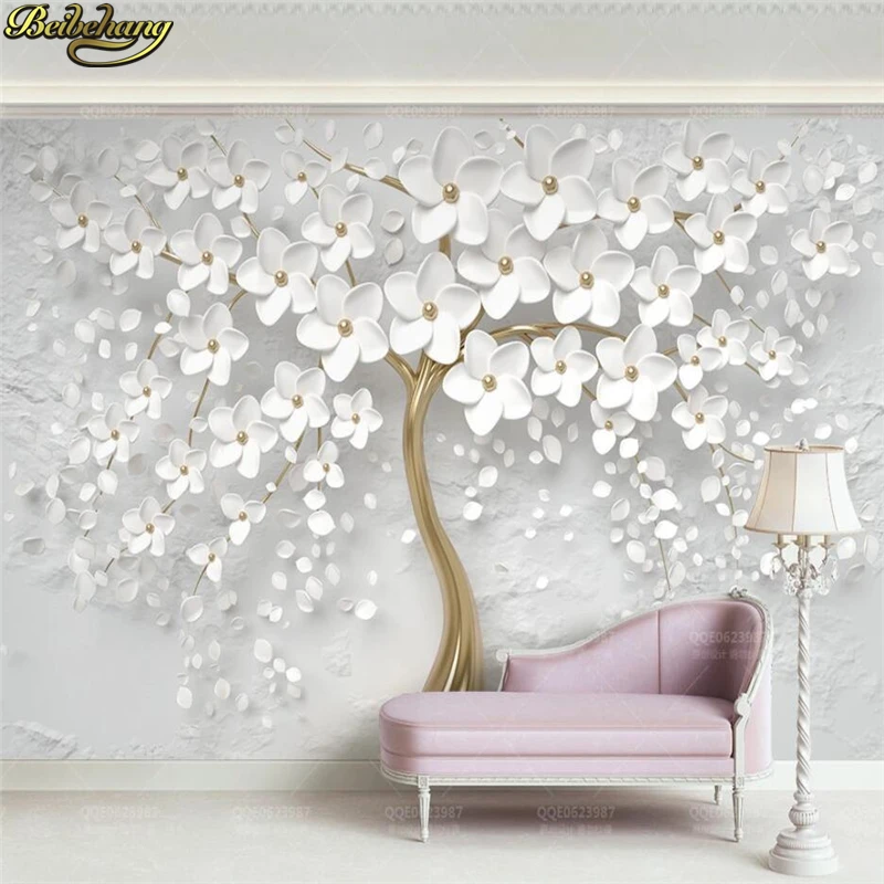 

beibehang TV Background Large Wall Painting wallpapers for Living Room Mural floral wall Paper a tree flower Murals 3d Wallpaper