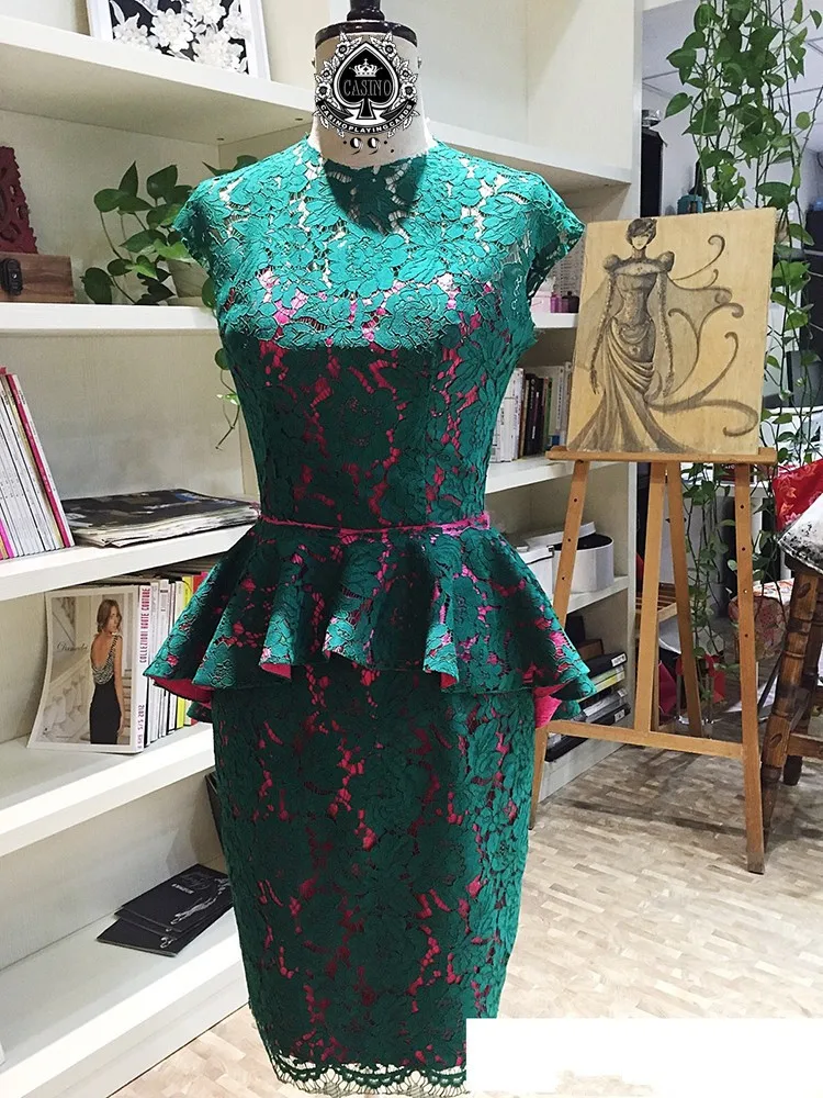 Кружевное коктейльное платье длиной до колена зеленого цвета с оборками vestido de festa, вечерние платья для выпускного вечера, женские короткие платья для матери невесты