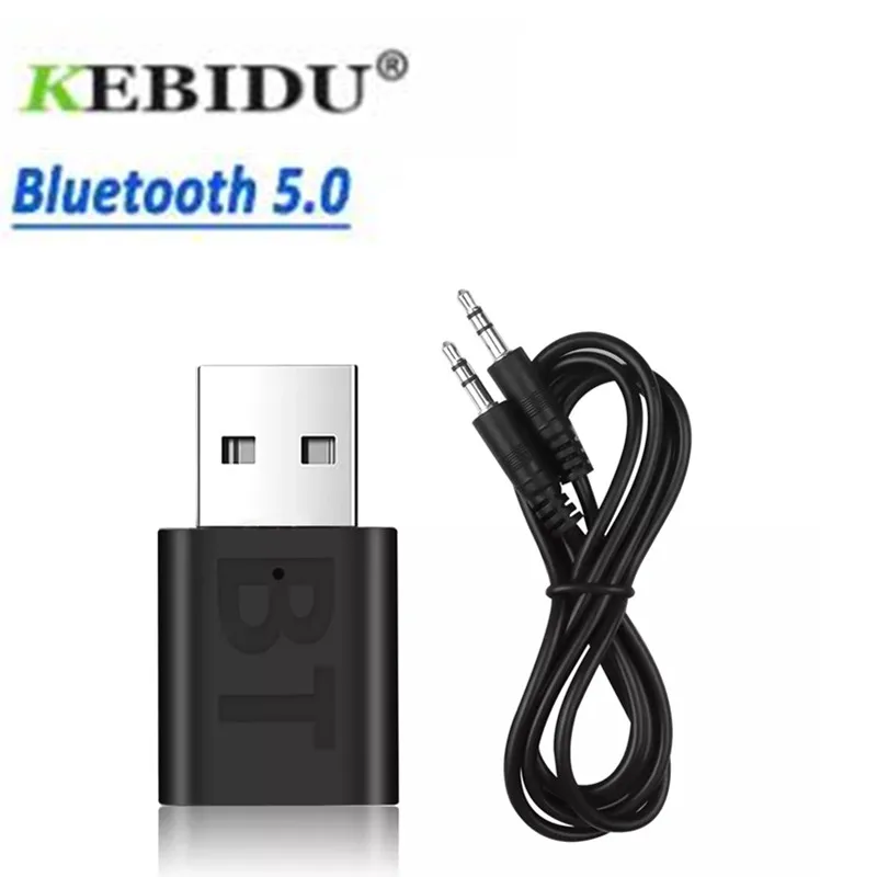 KEBIDU Car Bluetooth 5.0 Audio Adapter Receiver Wireless Music 3.5mm AUX Jack Audio Receptor USB Bluetooth for Autoradior Mono