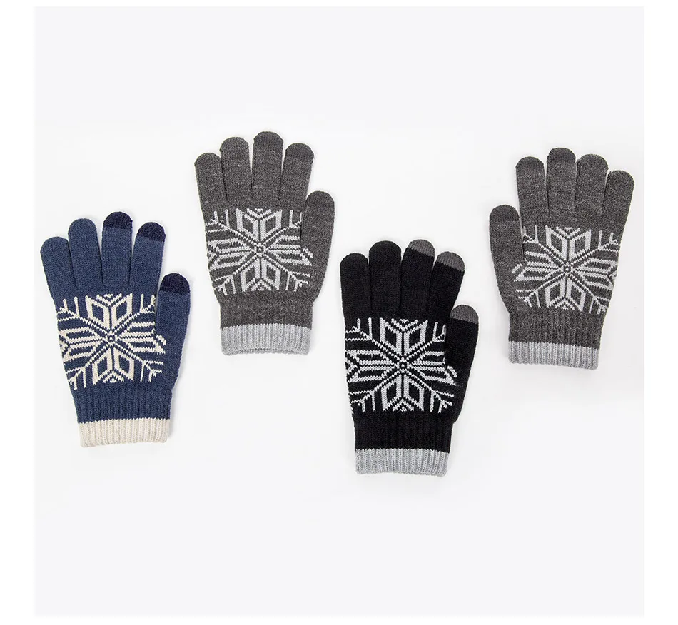 Зимние перчатки с сенсорным экраном для женщин и мужчин теплые эластичные вязаные рукавицы Имитация шерсти полный палец женские утепленные