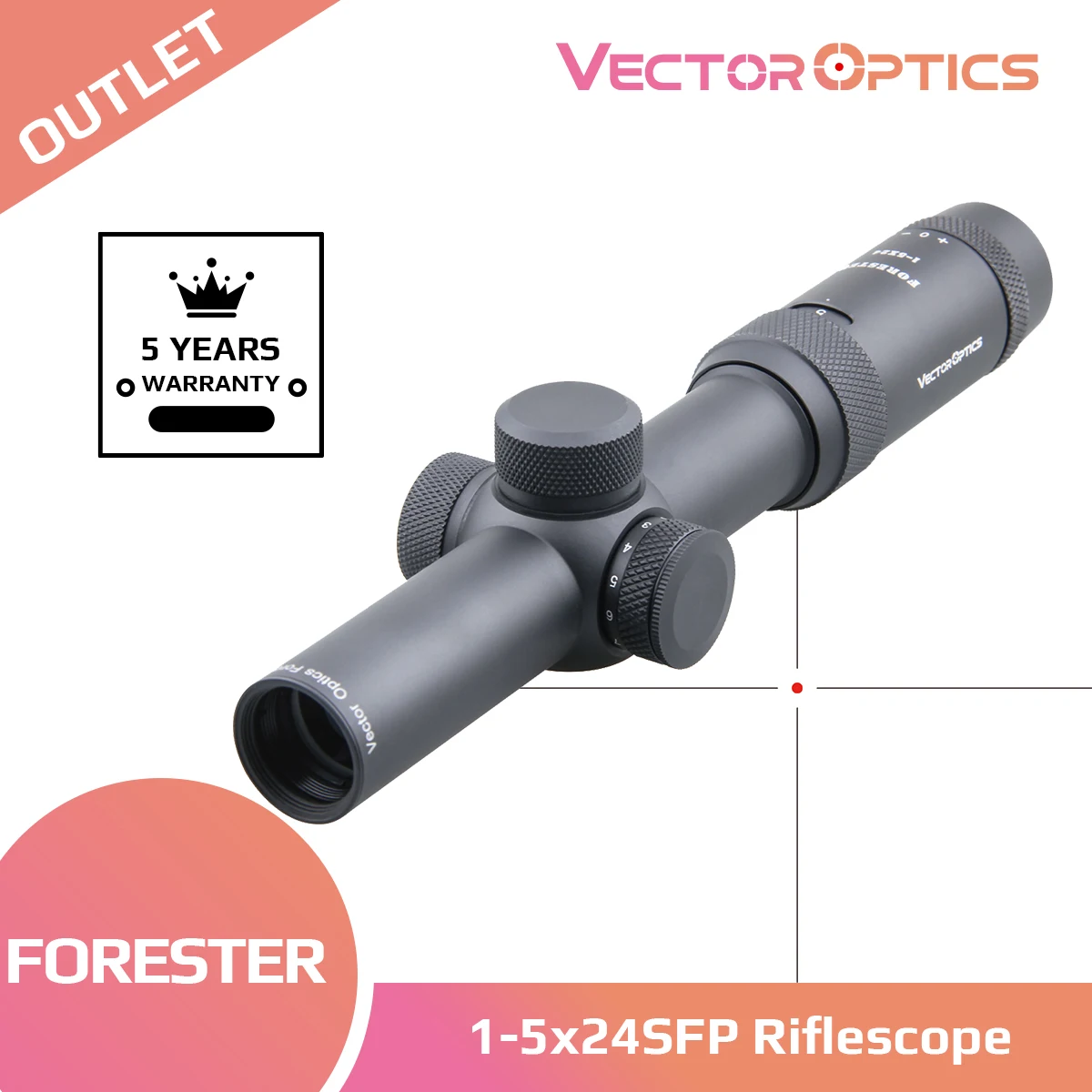 Сетка Vector Optics Forester 1-5x24 для охоты оптический прицел с подсветкой точек тонкой