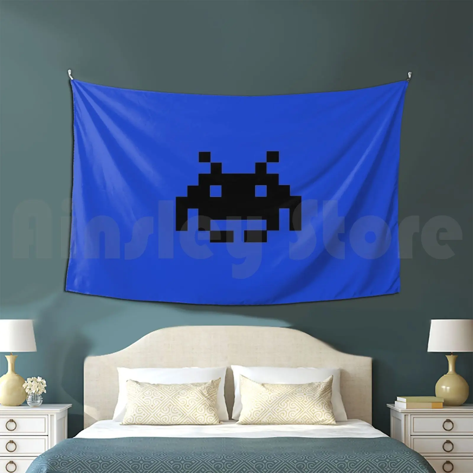 Space Invader Arazzo Soggiorno Camera Da Letto Gaming Space Invader Retro 8Bit Shooter Arcade