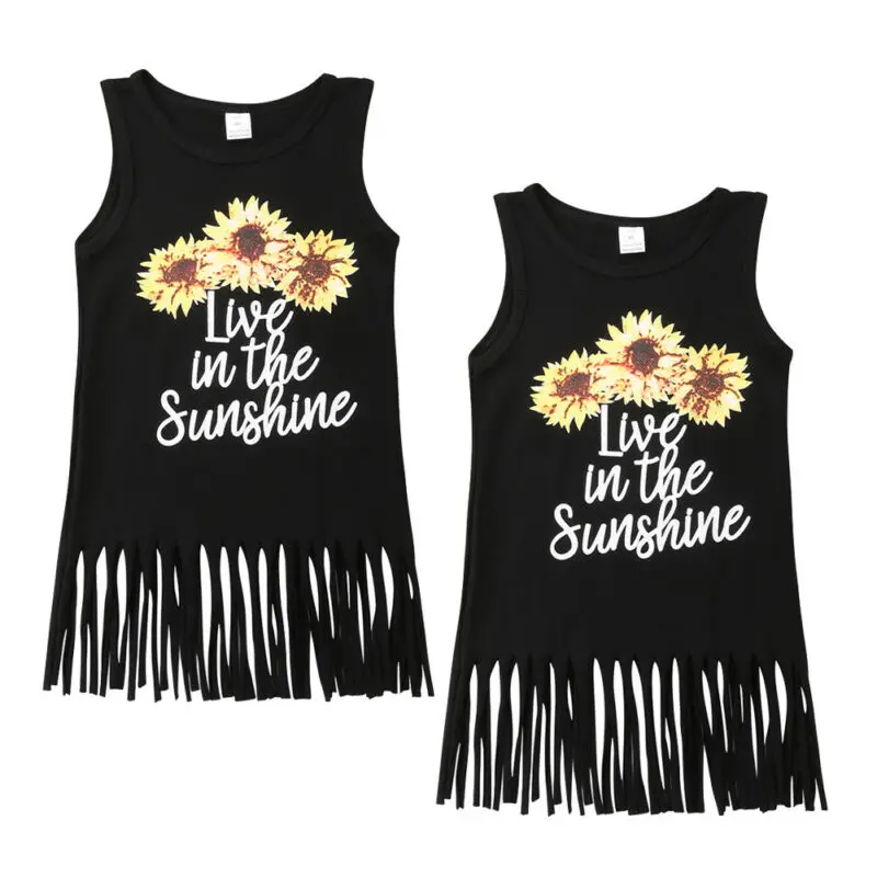 

New Summer Toddler Kids Baby Girl Dress Sleeveless Party Tassel Tops T-Shirt Clothes