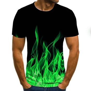 2020 new flame męska koszulka letnia moda z krótkim rękawem 3D koszule z okrągłym dekoltem dym element koszula modna męska koszulka tanie i dobre opinie HIMOBEANS SHORT Z okrągłym kołnierzykiem tops Z KRÓTKIM RĘKAWEM routine Sukno POLIESTER 3D styl Drukuj