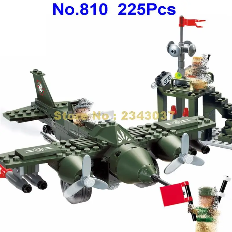

810 225pcs combats zone military air force battleplane command center enlighten building block Toy