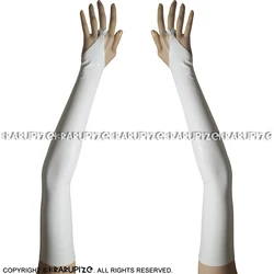 White Sexy Long Latex Gloves Rubber Gauntlets Mitts Mitten ST-0068