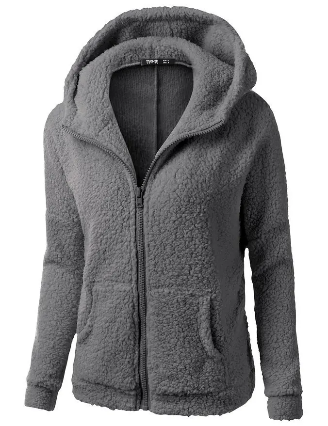 Осенне-зимний флисовый женский свитер больших размеров 5XL, Свитера с капюшоном, теплый кардиган на молнии, Женское зимнее пальто, топы для женщин - Цвет: Темно-серый