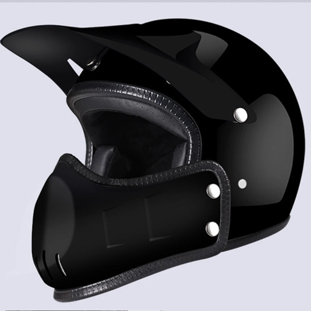Ретро Локомотив мото rcycle 3/4 внедорожный шлем личность крутой локомотив Шлемы casco moto cross capacete cask cascos - Цвет: Bright black