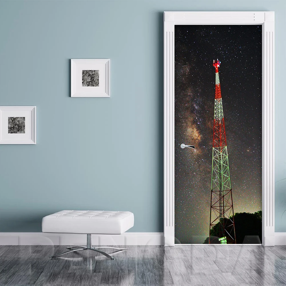 Печать самоклеющиеся Diy картина креативный декор двери дерево наклейки с пейзажем Водонепроницаемый 3D Фреска переводная бумага для обновления интерьера для гостиной - Цвет: Door LXR3500-05