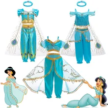 Нарядная одежда принцессы жасмин для маленьких девочек детский карнавальный костюм на Хэллоуин Детское платье Эльзы и Анны vestidos infantil