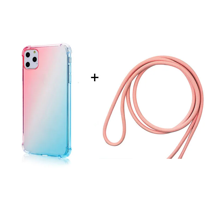 E2 Чехол для iPhone 11, ремешок на плечо, шнур, прозрачный мягкий чехол для телефона из ТПУ для iPhone XR 11 Pro Max XS MAX X 7 8 6 S plus - Цвет: E2