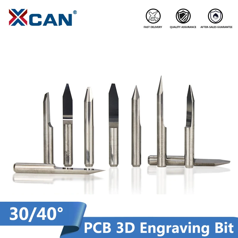 XCAN 10 шт. 30 40 градусов V Форма фреза 3 175 мм (1/8 '') Хвостовик карбида PCB