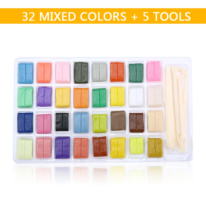 32 Buah Set Warna Campuran Lembut Polimer Clay Oven Baking Blok Tanah Liat Untuk Ornamen Dan Model Hewan Tangan Cast Diy Kerajinan Bahan Tanah Liat Adonan Aliexpress