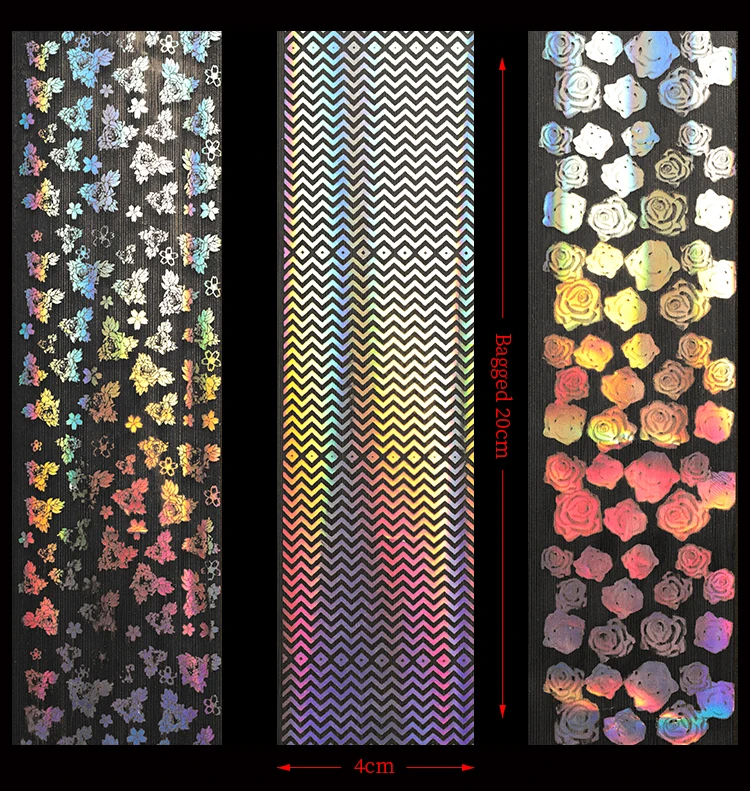 8 pieces Holographic Nail Foil Colorful Stickers Transfer Starry Stickers Sliders for Decoration Nail Art Tips Manicure Tools