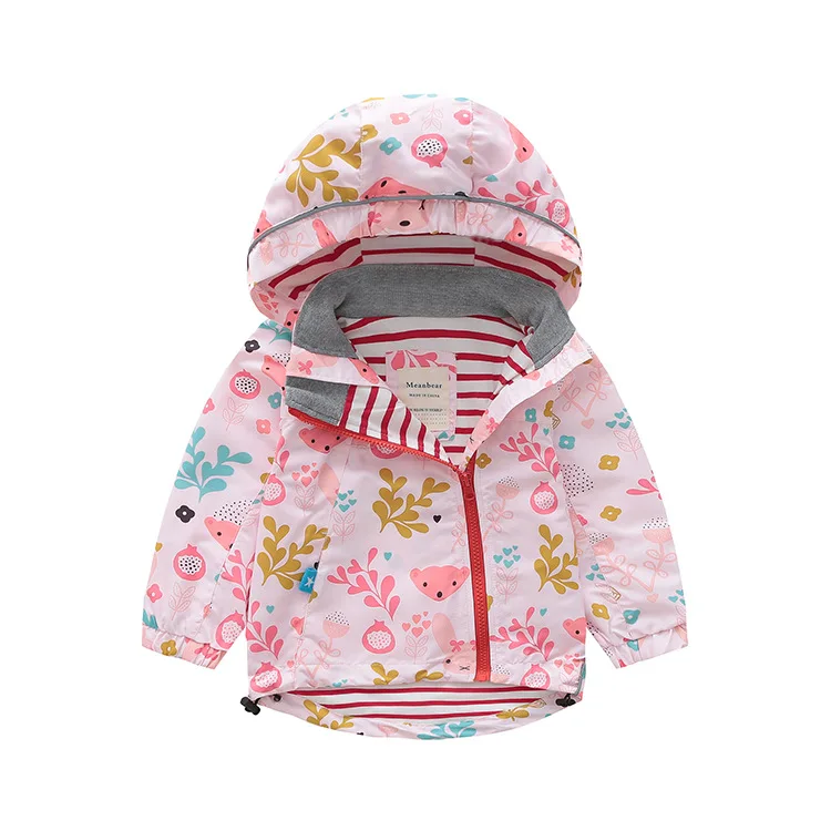 

Children Liner Knitted Single Model Trench Coat Children Printed Pattern Coat Girls' Wind Coat Children Zipper Hoodle