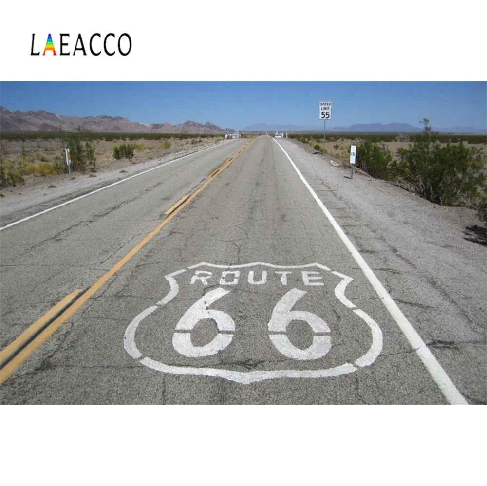 Laeacco Route 66 дорожный знак США пустынный шик синее небо Природный живописный
