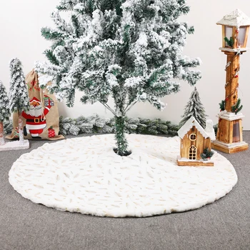 

90/122cm Christmas Tree Skirt White Flannel Embroidered Snowflake Skirt Mat Christmas Xmas Tree Decoration New Year Home Decor