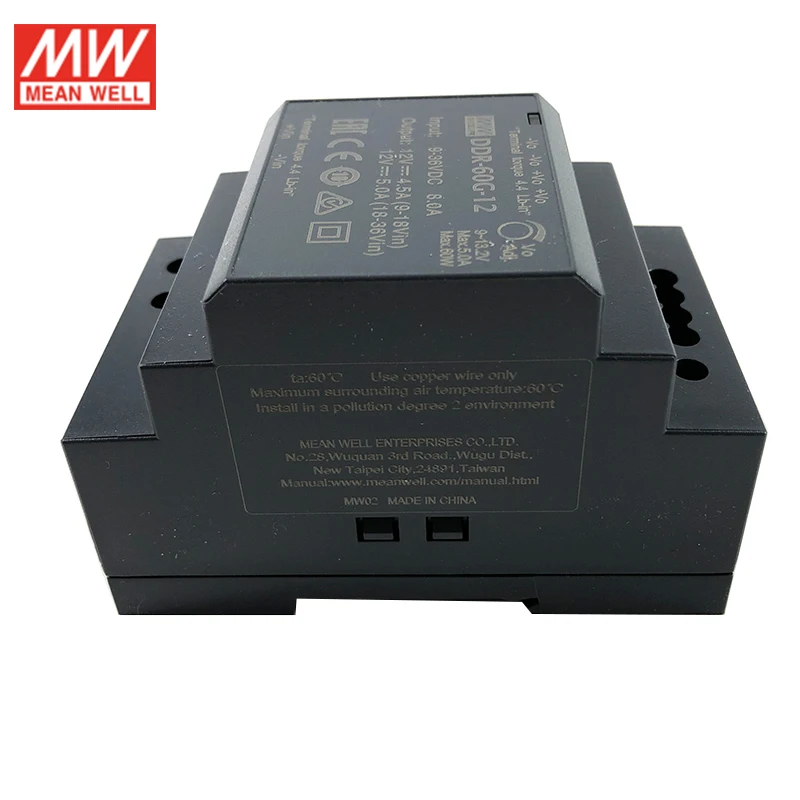 DDR-60G-15-преобразователь MEAN WELL DC-DC 60 Вт DIN-рейка вход 9-36 В постоянного тока в 15 4 а