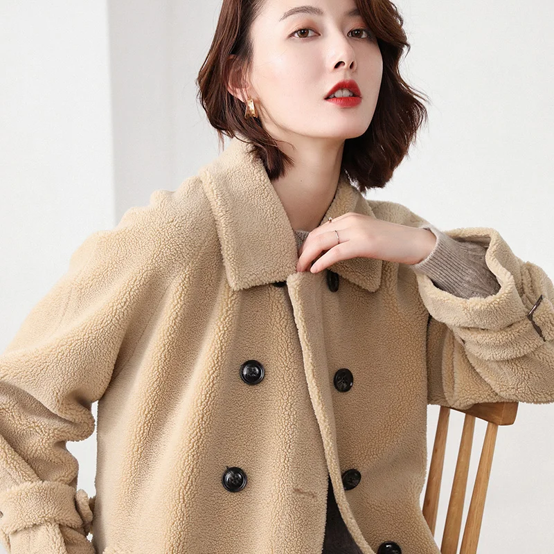 

BARESKIY Women's Knit Lapel Cashmere Coat Women's Solid Color Turtleneck Coat Long Sleeve Warm 2019 New Jacket