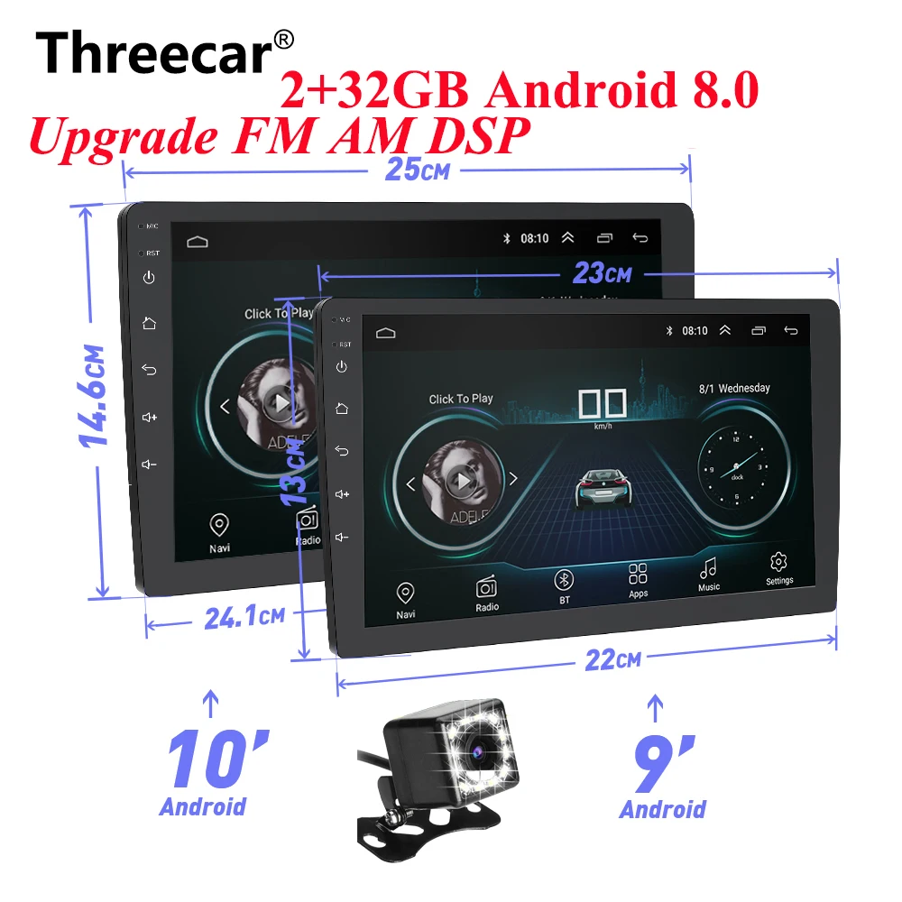 

9 10 INCH Android 2+32GB GPS Navigation Autoradio Multimedia DVD Player Bluetooth WIFI AM FM DSP OBD2 Universal 2Din Car Radio
