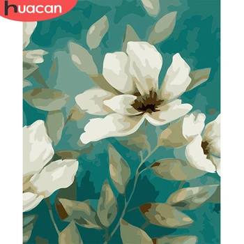 

HUACAN Painting By Numbers Flower DIY Drawing Canvas Hand Painted Pictures By Number Lily Home Decoration