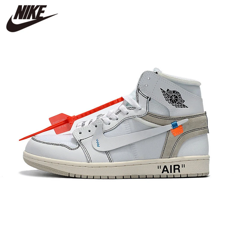 Original Blanco x AJ1 Air Jordan 1 mid top scarpe da cesta uomo comode Mans taglia 40 46|Calzado de baloncesto| - AliExpress